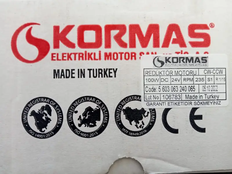 Asansör Otomatik Kapı Motoru   KORMAS